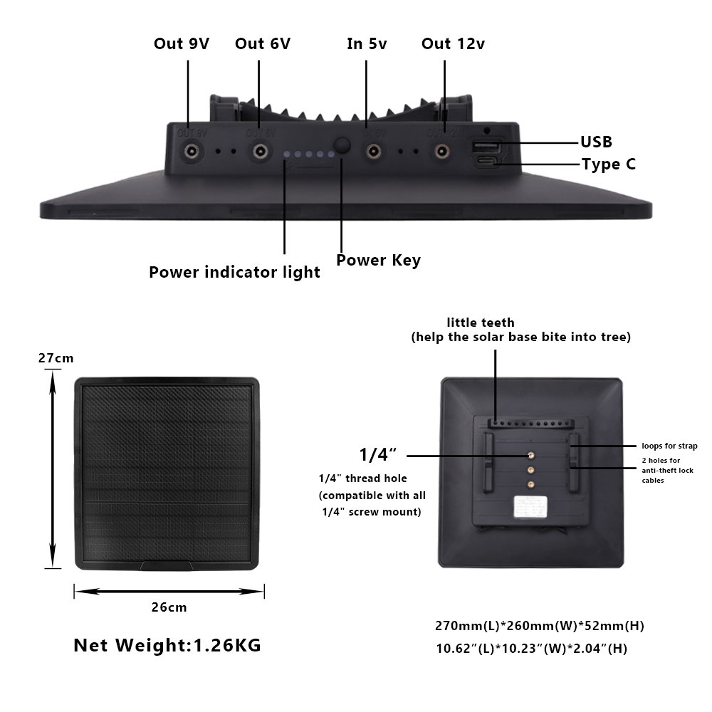 Mini High Efficiency 10w 25000mah Mmpt Power Outdoor Camera Mono Solar Panel Charger With Battery And Type C For Trail Camera