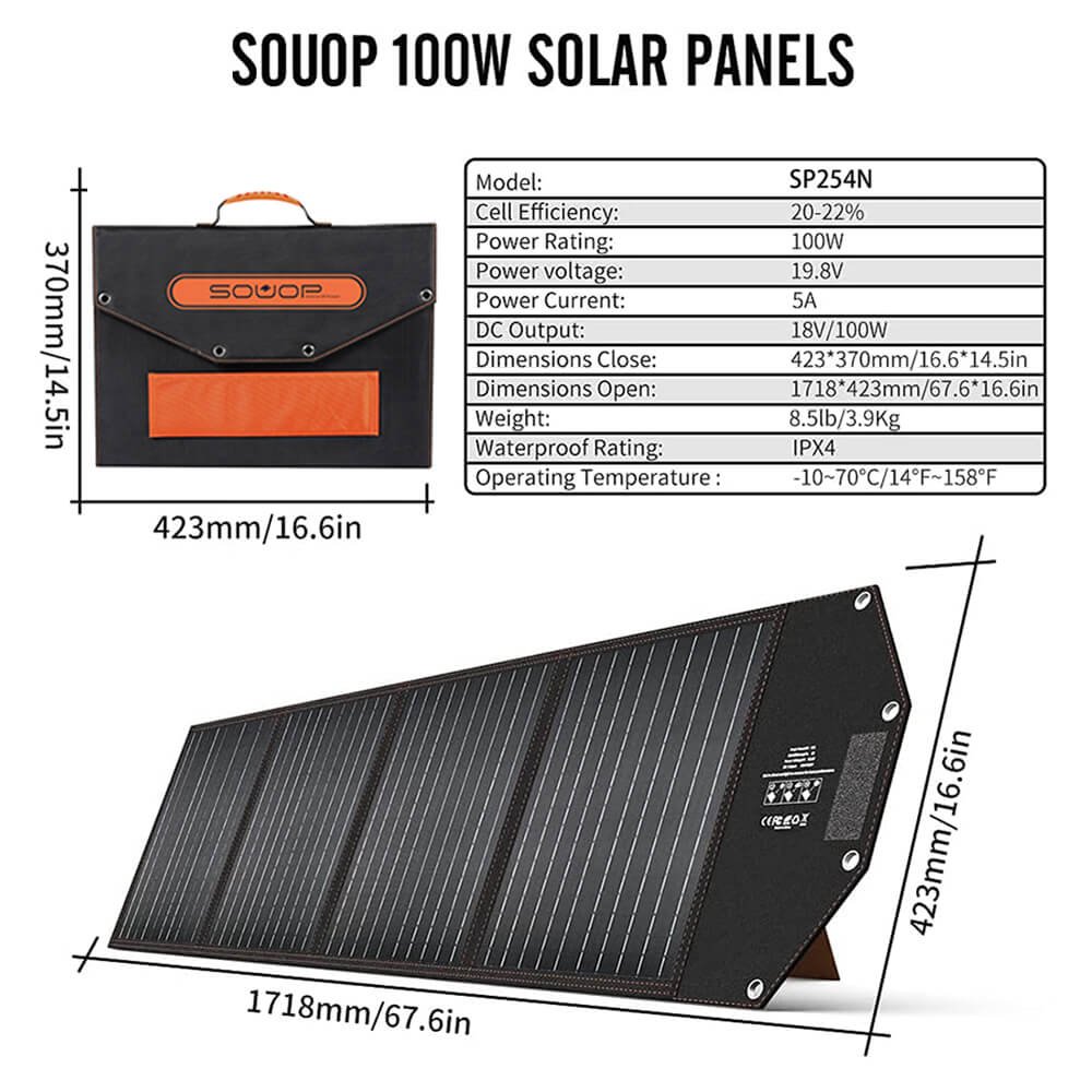 Folding 100 watt easy carry solar energy charger cell camping kit portable solar panel