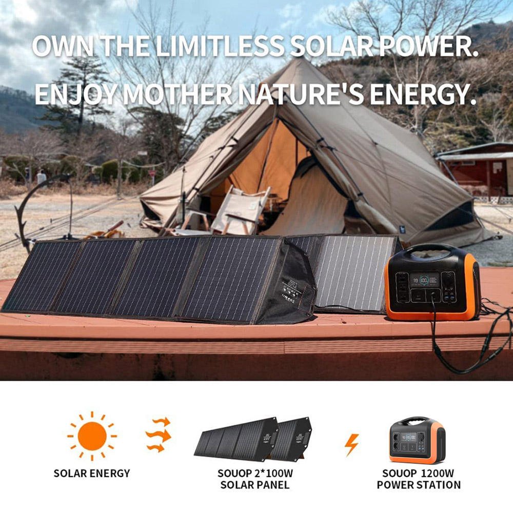 Folding 100 watt easy carry solar energy charger cell camping kit portable solar panel