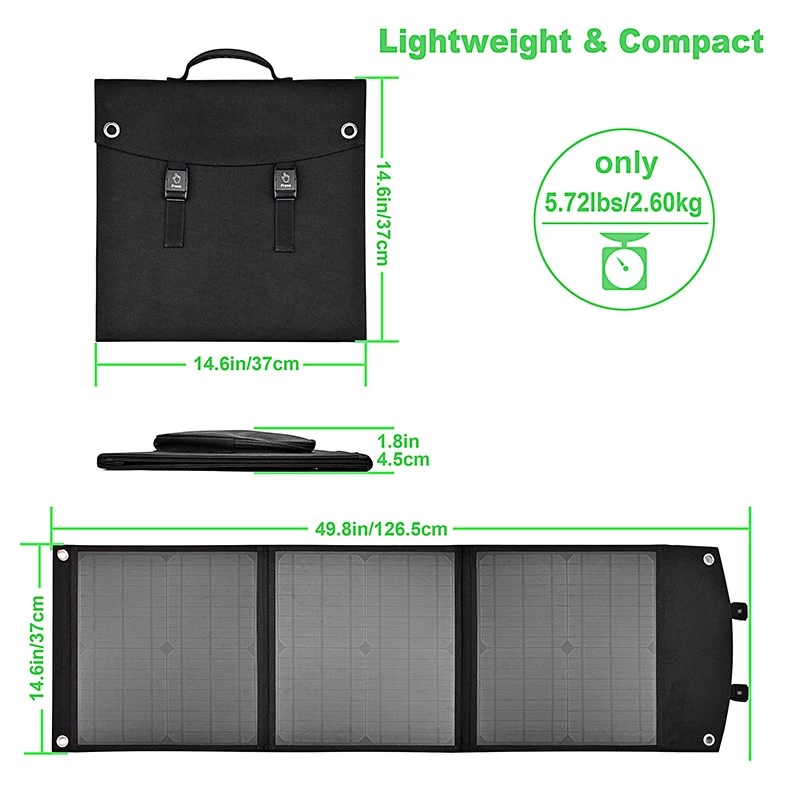 Waterproof Portable Mono Solar Charger 50W 18V Foldable Solar Panel Outdoor Camping Sun Power Panel