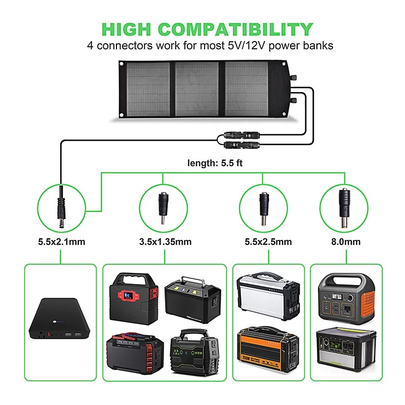 Waterproof Portable Mono Solar Charger 50W 18V Foldable Solar Panel Outdoor Camping Sun Power Panel