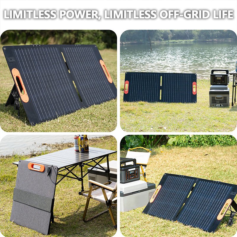 100W Foldable Portable Solar Panel For Camping Easy Carry Mono Cells Solar Charger For Portable Power Station