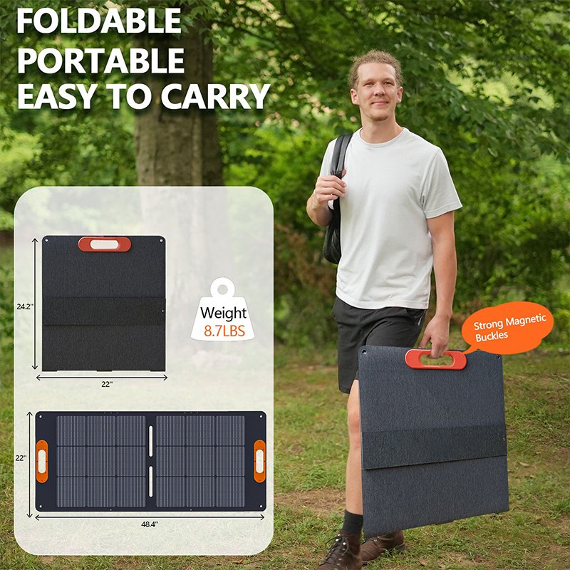 100W Foldable Portable Solar Panel For Camping Easy Carry Mono Cells Solar Charger For Portable Power Station