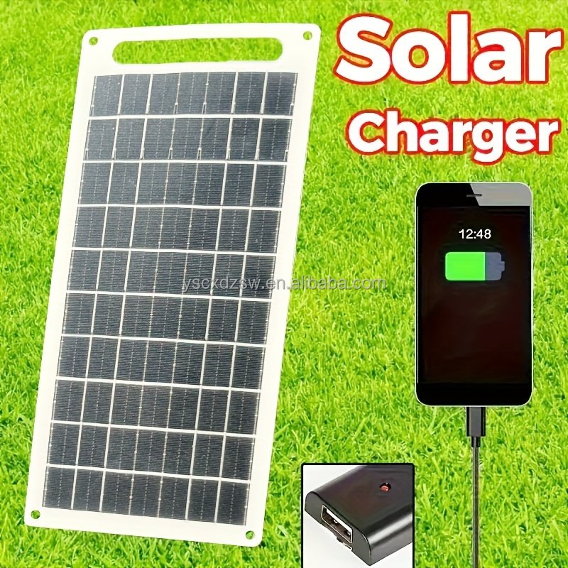 Solar charger 5V6W single crystal flexible photovoltaic power generation panel outdoor solar panel mobile phone charging