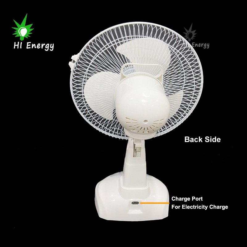 12Inch Rechargeable Home Solar Powered Electric Fan With Solar Panel and Light Bulb