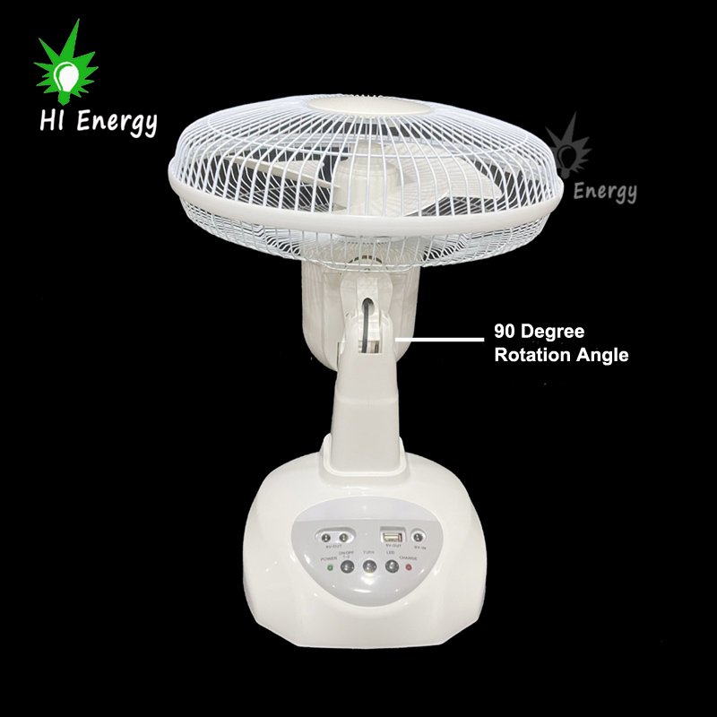 12Inch Rechargeable Home Solar Powered Electric Fan With Solar Panel and Light Bulb