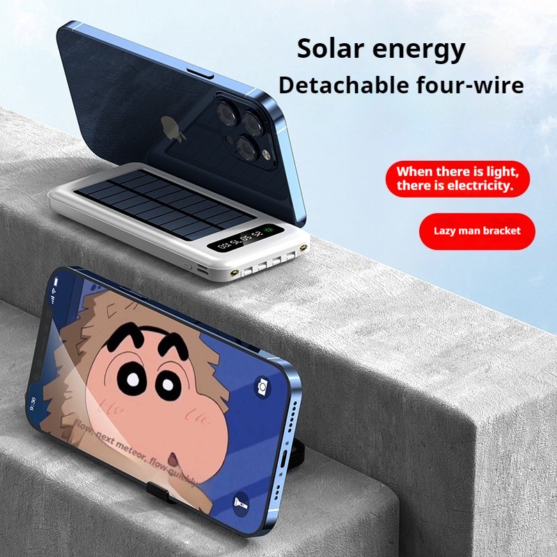 Sell well 10000mAh dual usb dual input port li-polymer Built-in 4 Cables solar mobile charger portable solar power bank 10000mah