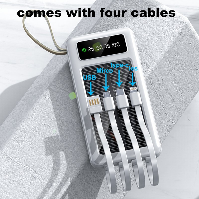 10000mah Power Banks Fast Charge 4 cable Android Type-c Double Output Input Ports Large Capacity Mobile Powerbanks for Iphone