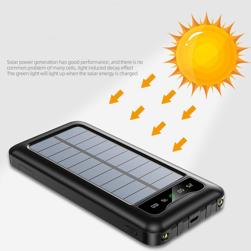 Solar Charger Power Bank Built In 4 USB Cables Waterproof 20000mah Mobile Solar Power Bank Charger