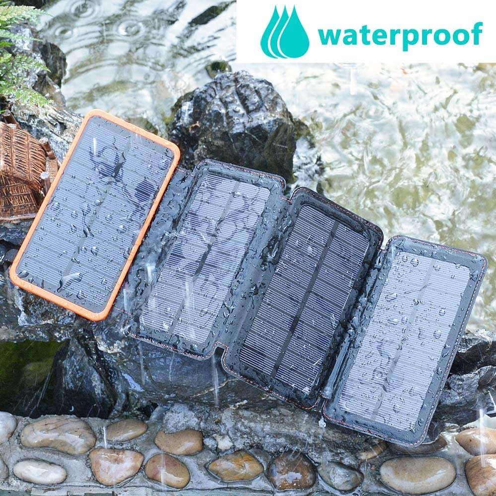 Hiluckey Fast Charging 20000 mAh Foldable Outdoor Portable Solar Charger 20000mAh Powerbank Solar Power Bank With Led Lights