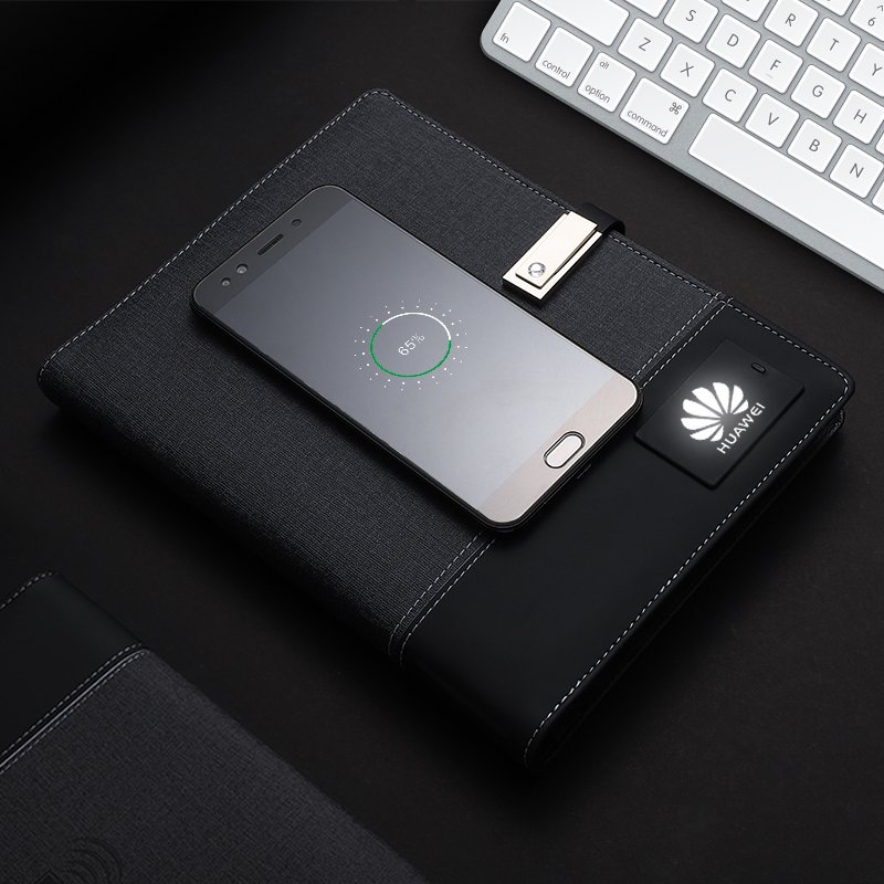 Power Bank notebook Wireless Charger Notebook customized planner Led logo with 16GB powerbank notebook