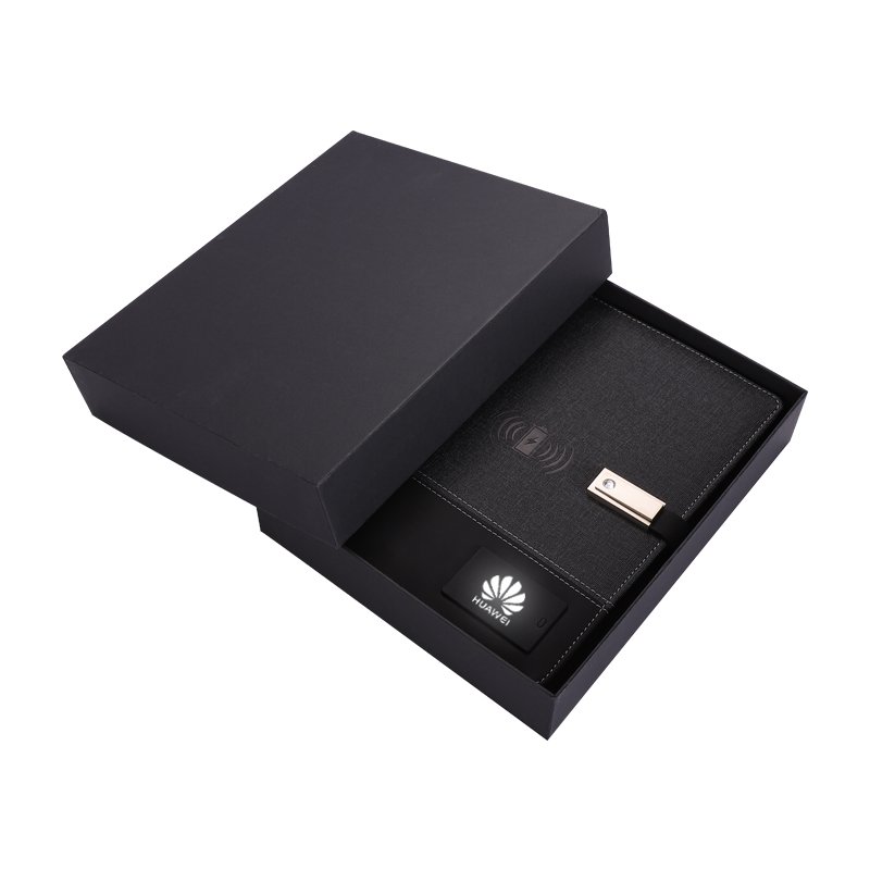 Power Bank notebook Wireless Charger Notebook customized planner Led logo with 16GB powerbank notebook
