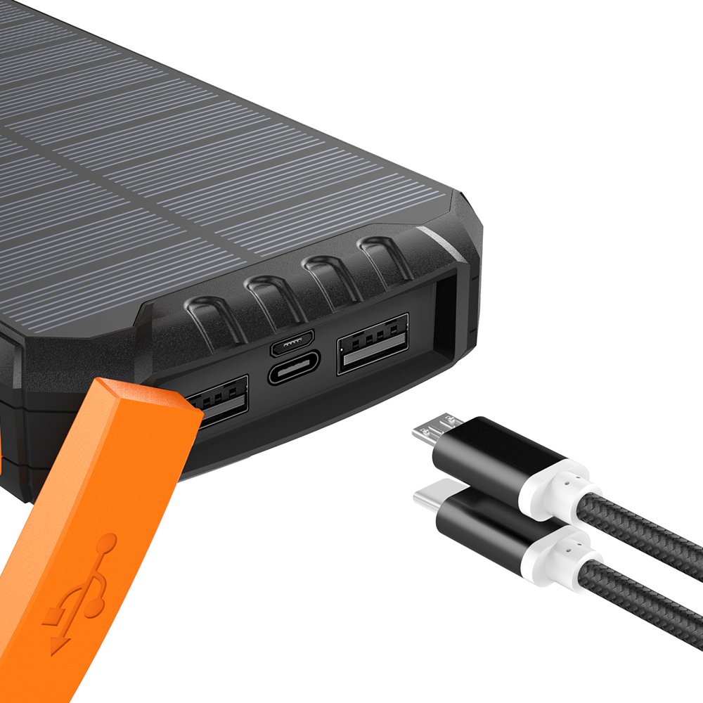 New Products 2024 Waterproof 25000mAh Outdoor Camping Hiking Rechargeable Battery Pack Charger Type-C Solar Power Bank 20000mAh