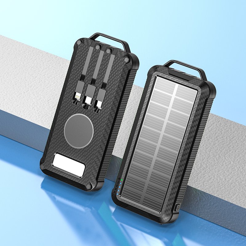 2025 Trending Emergency Power Backup 10000mah Fast Charging Magnetic Solar Power Bank Banco De Energia Phone Charger with Cables