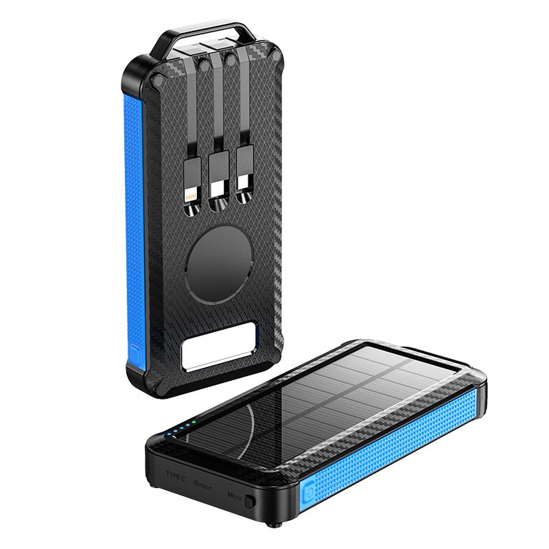 2025 Trending Emergency Power Backup 10000mah Fast Charging Magnetic Solar Power Bank Banco De Energia Phone Charger with Cables