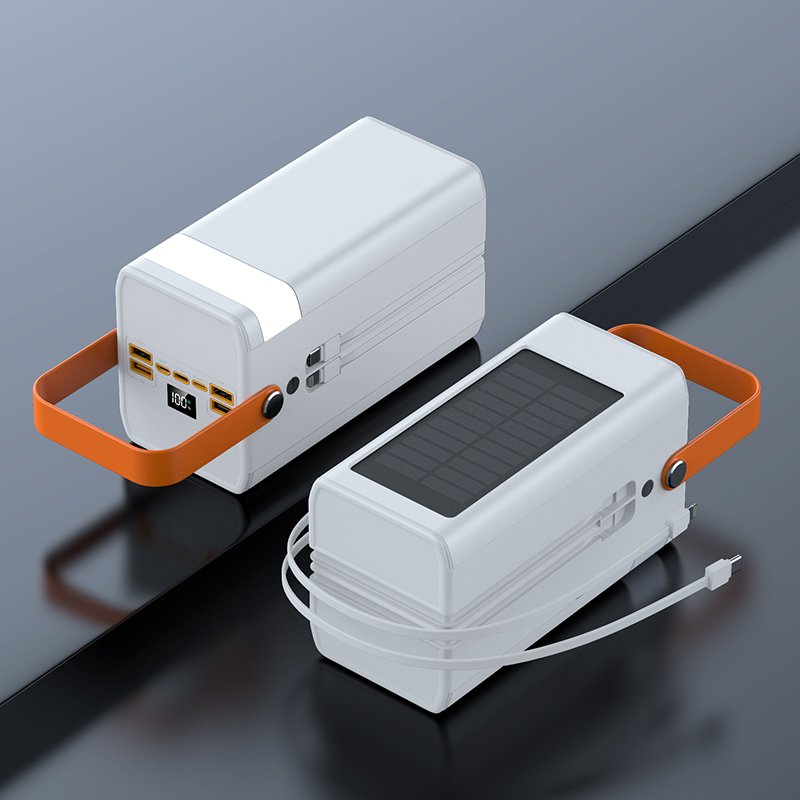 SK80 100000mAh Solar power bank super large capacity portable power bank built in cables outdoor for mobile power supply