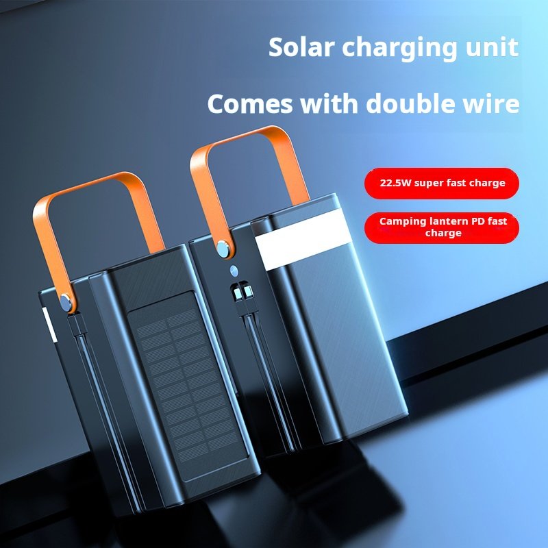 SK80 100000mAh Solar power bank super large capacity portable power bank built in cables outdoor for mobile power supply