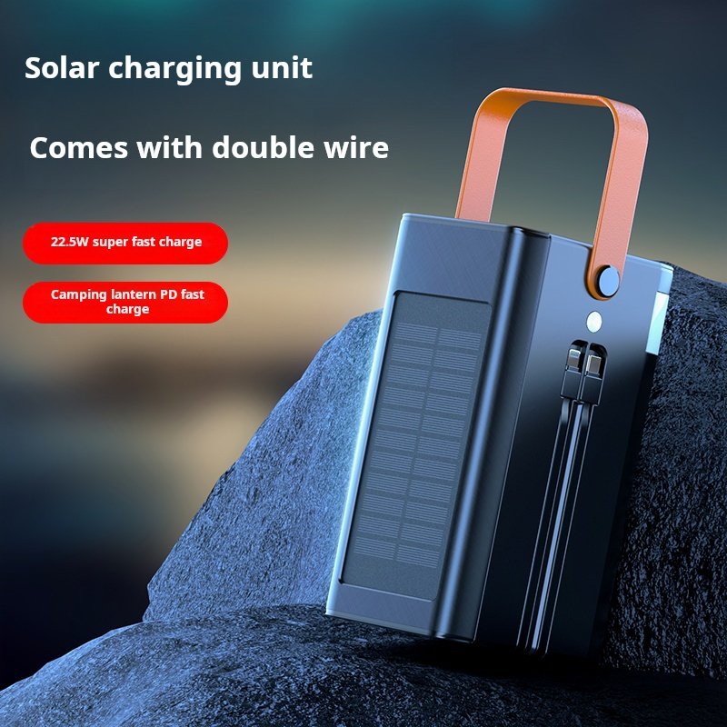 SK80 100000mAh Solar power bank super large capacity portable power bank built in cables outdoor for mobile power supply