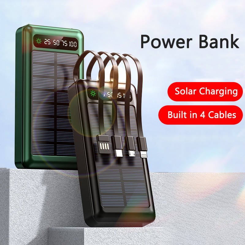 2023 trend 30000mah solar power bank portable powerbank 50000 mah cellphone charger