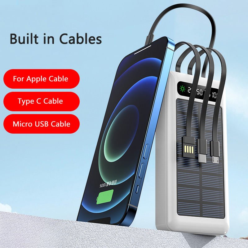 2023 trend 30000mah solar power bank portable powerbank 50000 mah cellphone charger