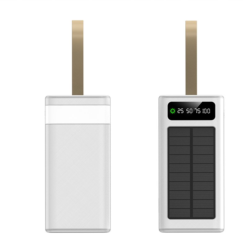 SK50 50000 mah larger capacity Solar portable Power Bank with built in cables lamp 4 USB ports for phone outside