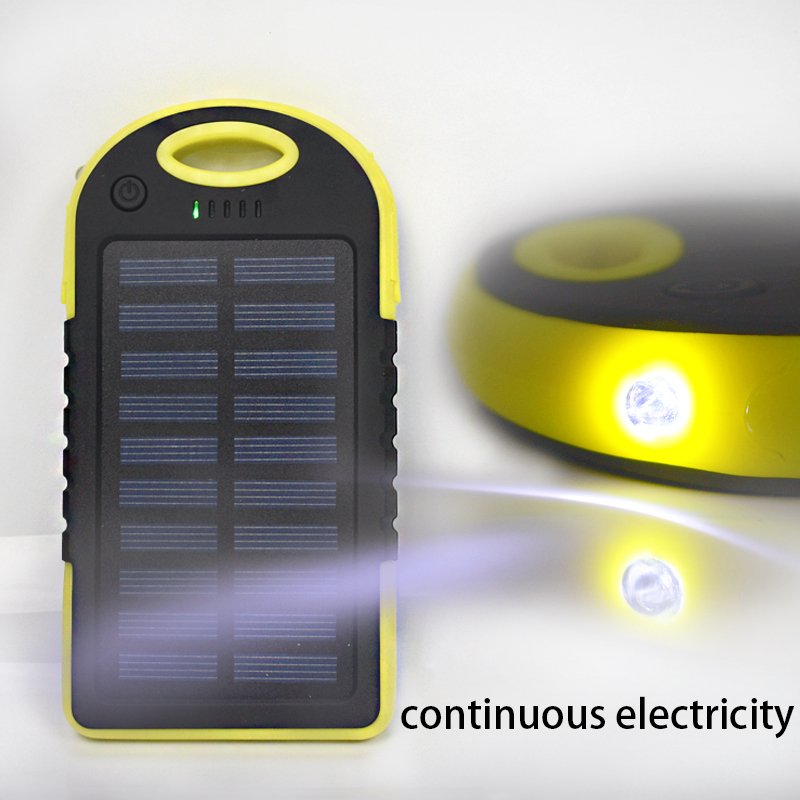Solar Power Bank 2019 Waterproof Battery Charger External Portable Solar Panel with LED Light Dual USB Power Bank 5000mAh