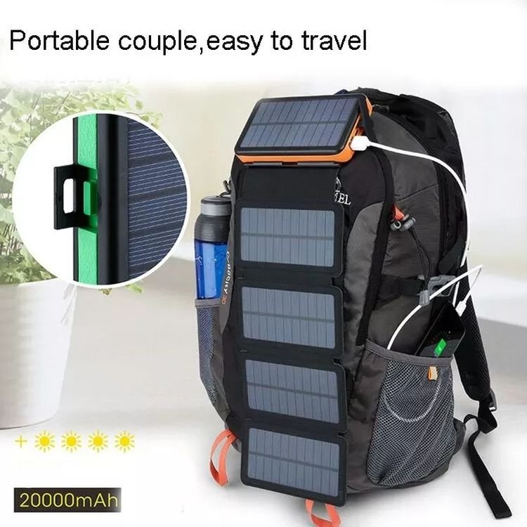 20000mah Wireless Solar Power Banks High Capacity Portable Waterproof Foldable Charger Powerbank Solar Power Bank
