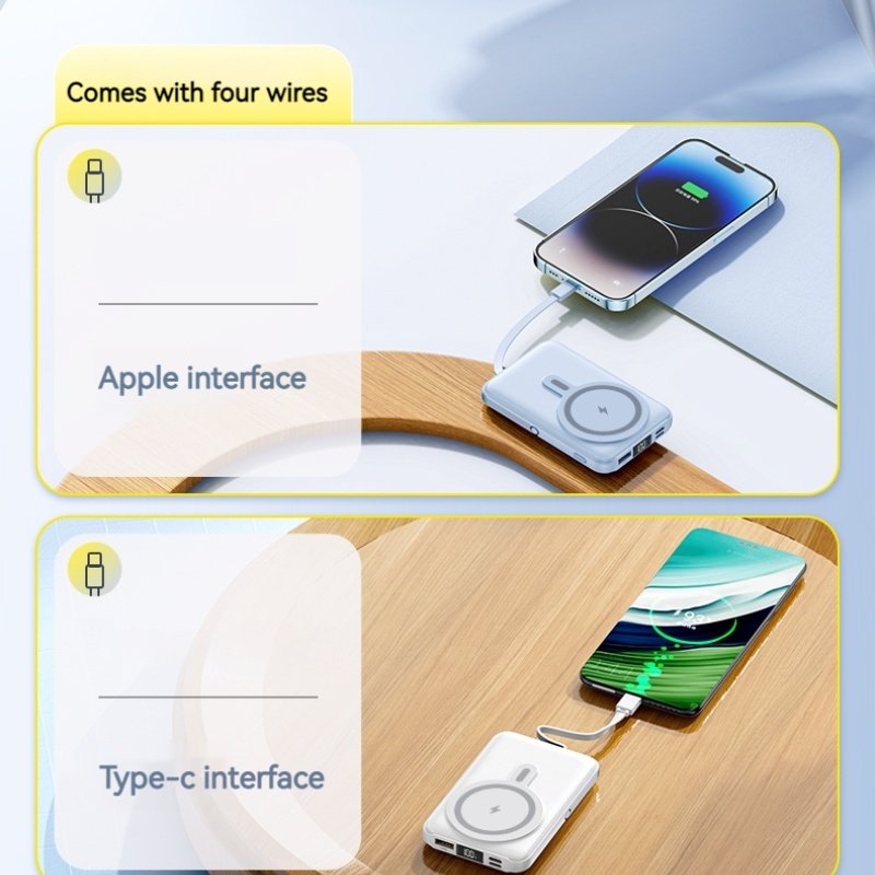 Power Bank 10000mAh Strand Wireless Charging 22.5w Magnetic Power Banks LED Display USB/Mrico For outdoor portable power bank