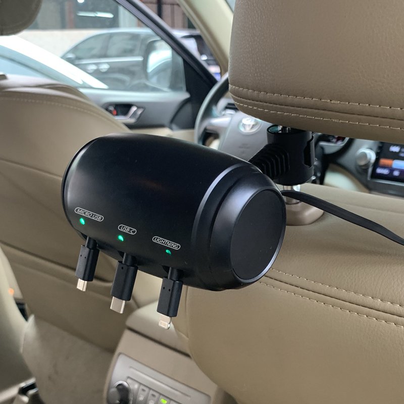 Fartory Car Retractable Cord 3 in 1 Power Charging Station Car Charger,Universal Phones and Tablets