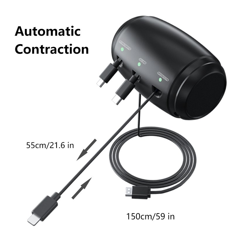 Fartory Car Retractable Cord 3 in 1 Power Charging Station Car Charger,Universal Phones and Tablets