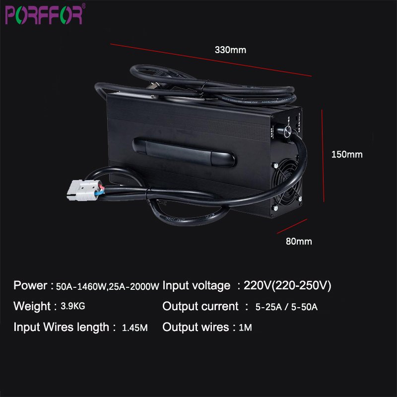 Porffor LTO 24v 5-50A 12v 40 amp 200ah charger for motorcycle 12volt 50ah 24 volts 20a 24v 30a electric solar battery charger