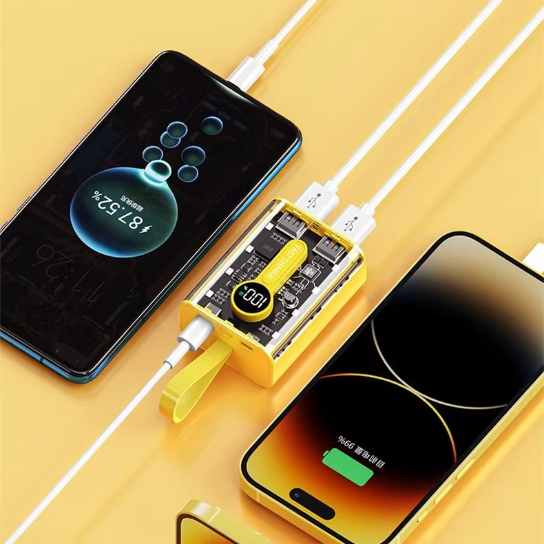 2024 top selling 10000mAh Transparent Mecha Mini Cute Power Banks Station Small Light Custom Portable Pocket Power Bank 10W