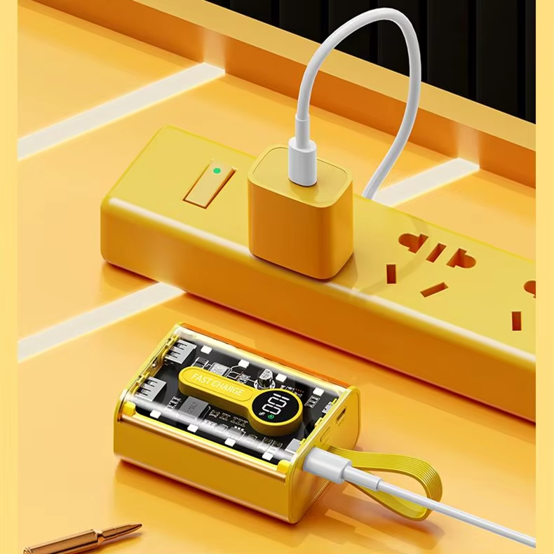 2024 top selling 10000mAh Transparent Mecha Mini Cute Power Banks Station Small Light Custom Portable Pocket Power Bank 10W