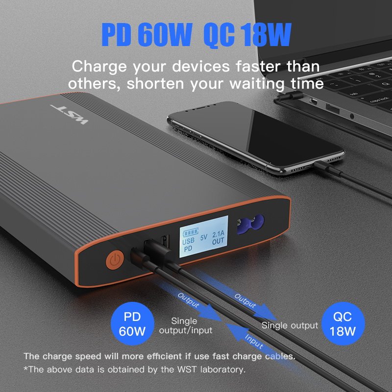 WST 50000mah Laptop Power Station Fast Charging PD 60W Portable Laptop Charger Adapter High-power Power Bank Chargers