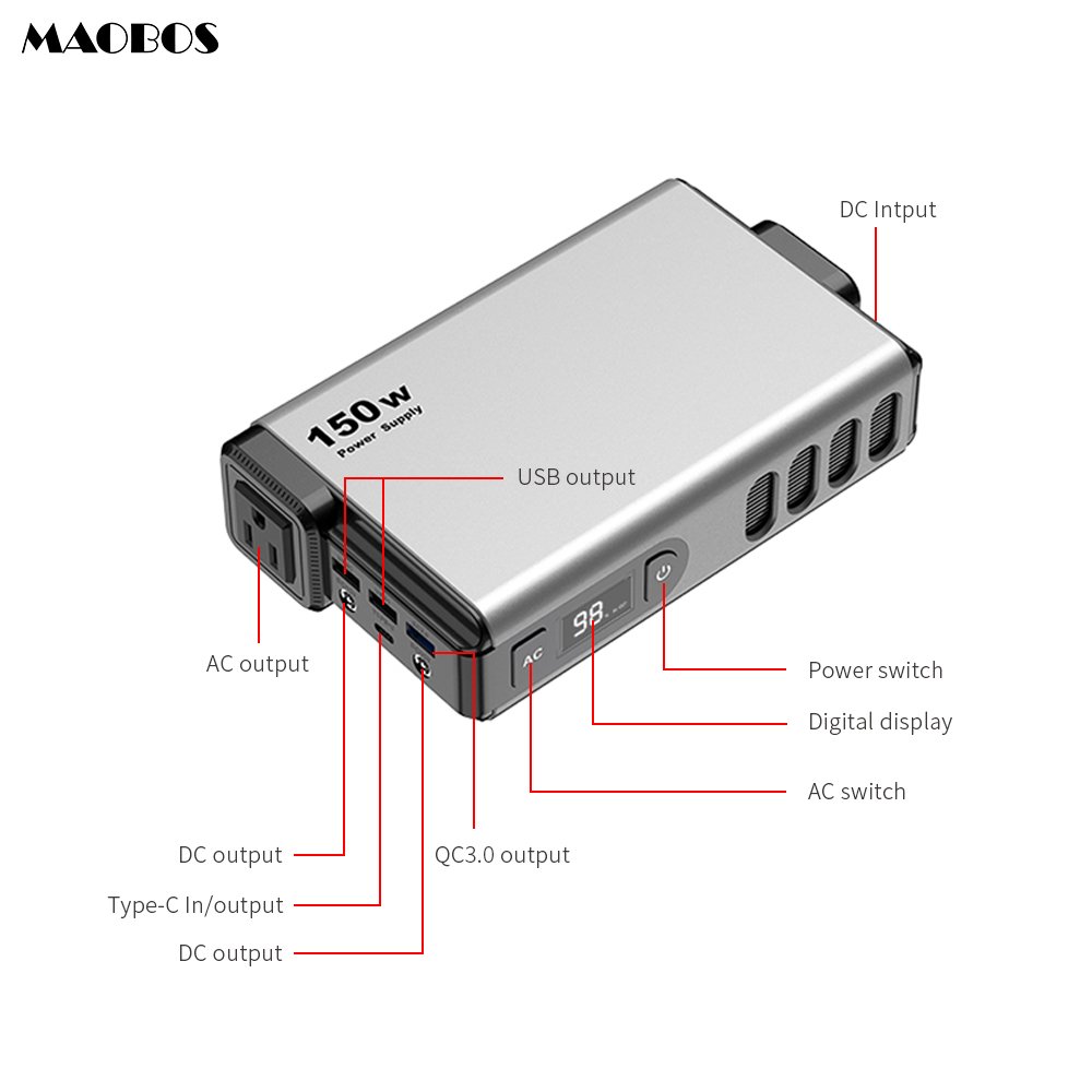Power station 150W Solar Generator Energy Storage Power Supply Portable AC PD Power Banks 38400mah