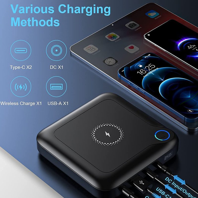 30000mah waterproof usb c pd60w solar power bank with 10W wireless fast charging for laptop UAV interphone Computer notebook
