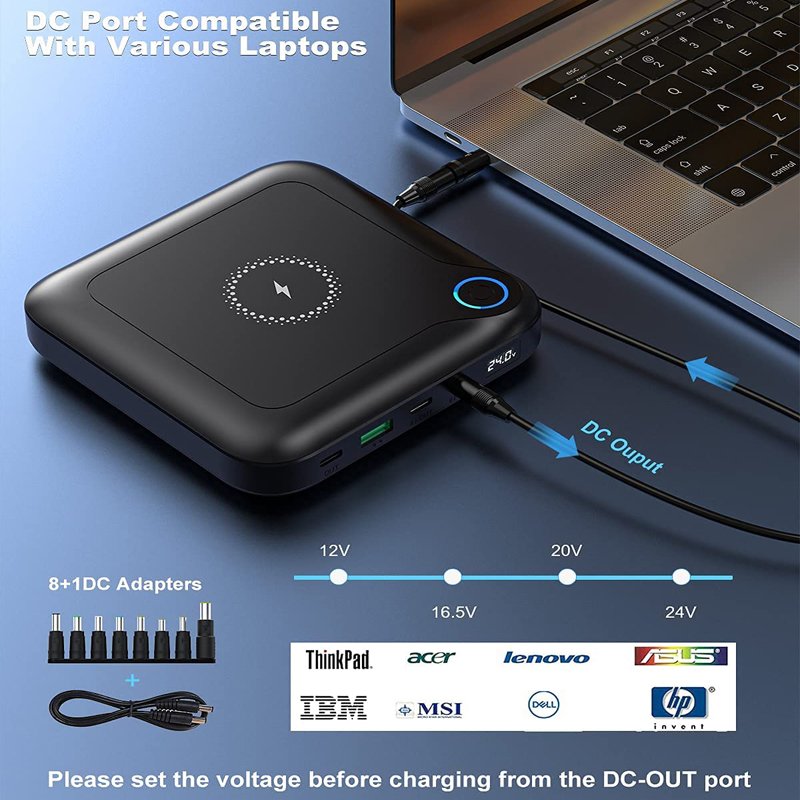 30000mah waterproof usb c pd60w solar power bank with 10W wireless fast charging for laptop UAV interphone Computer notebook
