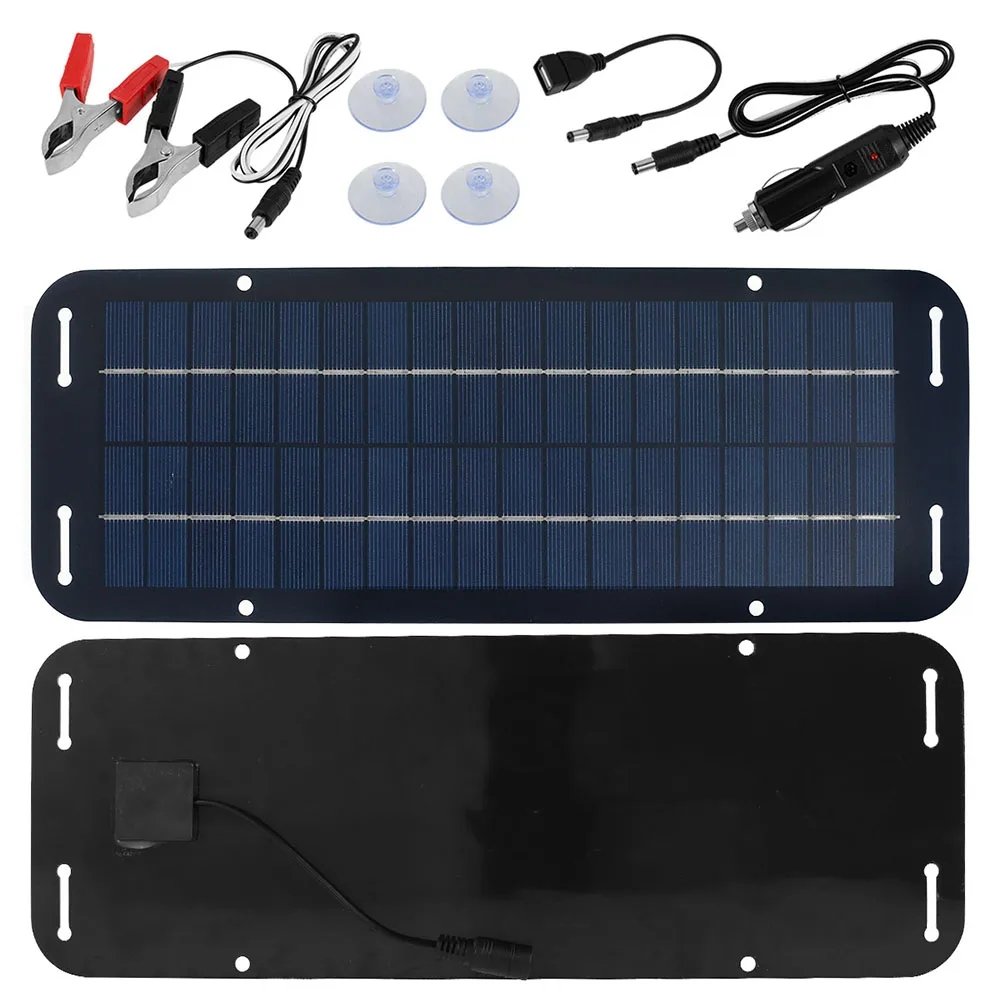 18V 12V Solar Panel Output Charger Used For Cars/Camping/Outdoor With Cigarette Lighter Plug /Battery Charging Crocodile Clip
