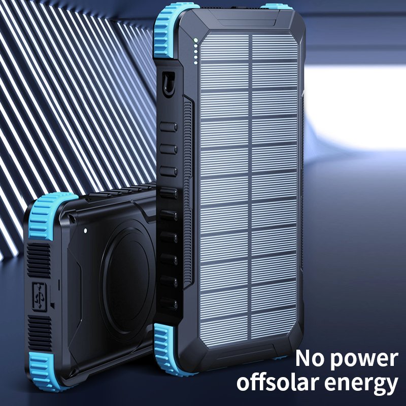 2023 Hot Sale high capacity Solar Power Bank 20000mAh 22.5W Wireless Charger 3 in1 Waterproof Solar Power bank