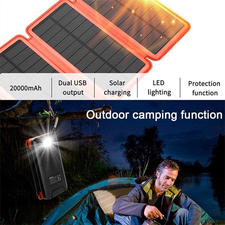 New Model Solar Power Bank 2020 Waterproof 20000mah Solar Phone Charger, Solar Energy Powerbank