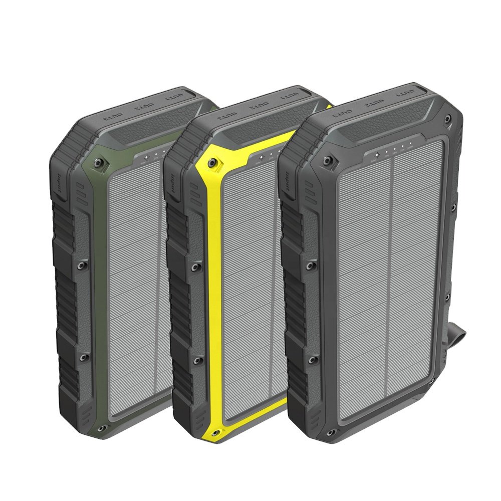 20000mah Solar Power Bank Portable Charger Solar Powerbank Wireless Charger with 3 Fast-Charging USB