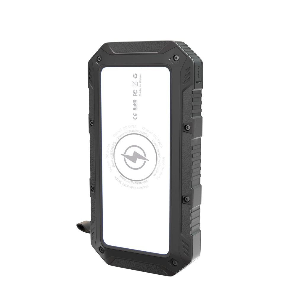 20000mah Solar Power Bank Portable Charger Solar Powerbank Wireless Charger with 3 Fast-Charging USB