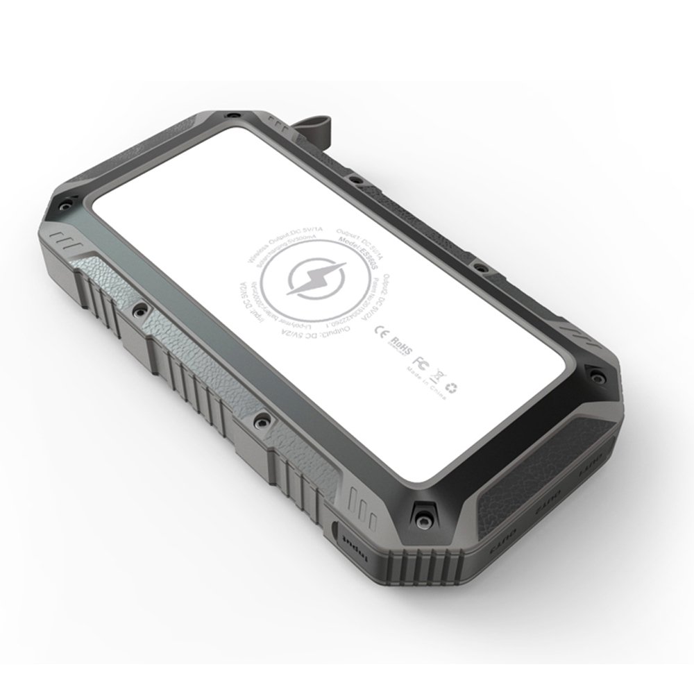 20000mah Solar Power Bank Portable Charger Solar Powerbank Wireless Charger with 3 Fast-Charging USB