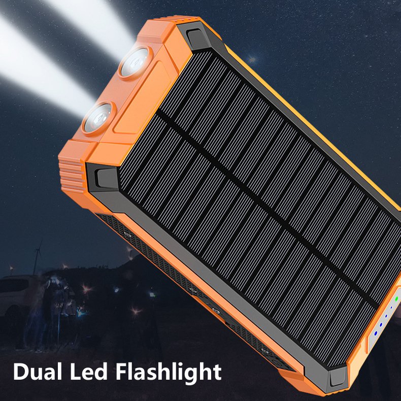 Real 20000mAh Outdoor Factory Portable Mini Solar Power Power Bank Cell phone charger With LED LIGHT