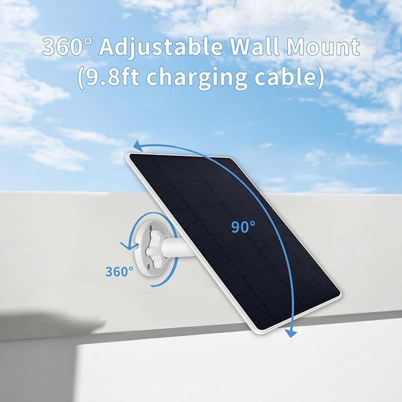 360° Adjustable 6W 5V Solar Panel Charger for Surverlliance Camera Doorbell Monitoring Camera Charging Mono Solar Cell