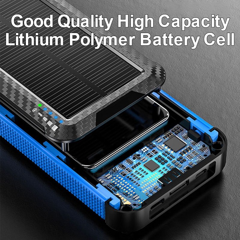 Custom Logo Solar Charger Anti-Slip Dustproof Waterproof Solar Charging Wireless Charging 10000mAh Solar Power Bank With Cables
