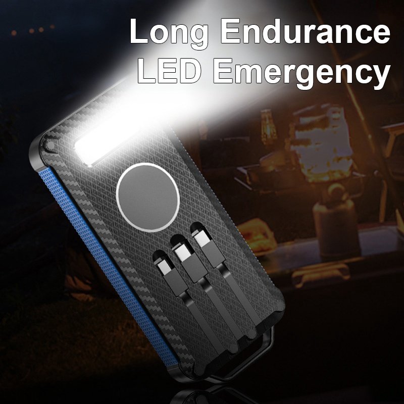 Custom Logo Solar Charger Anti-Slip Dustproof Waterproof Solar Charging Wireless Charging 10000mAh Solar Power Bank With Cables