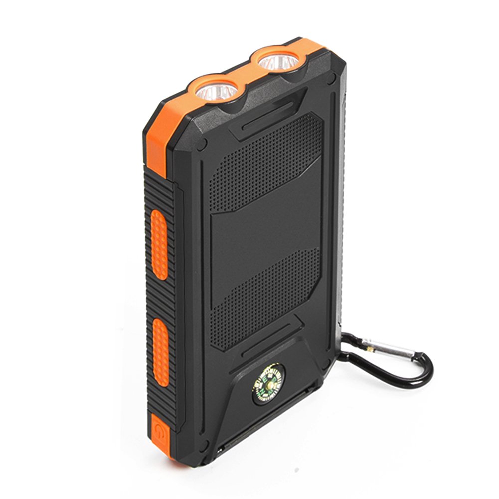 New Trending Products 2024 IP67 Waterproof High Capacity 10000mAh Compass DC Input Output Dual Led Flashlight Solar Power Banks
