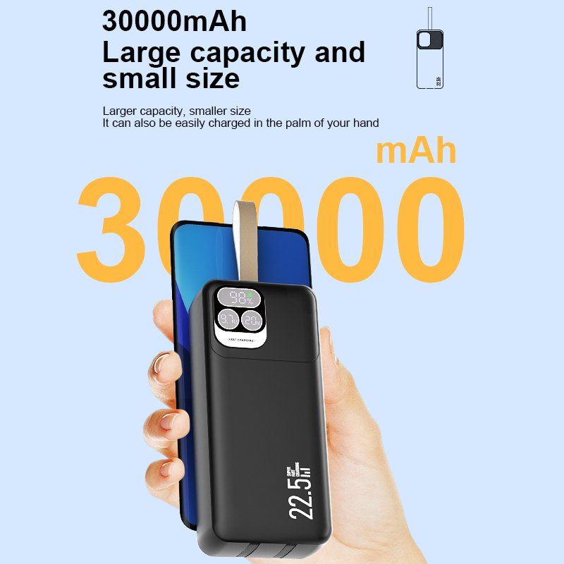 50000 Mah Power Bank Large Capacity Portable Charger With Led Flashlight five Port Output PD22.5W Fast Charger Power Bank