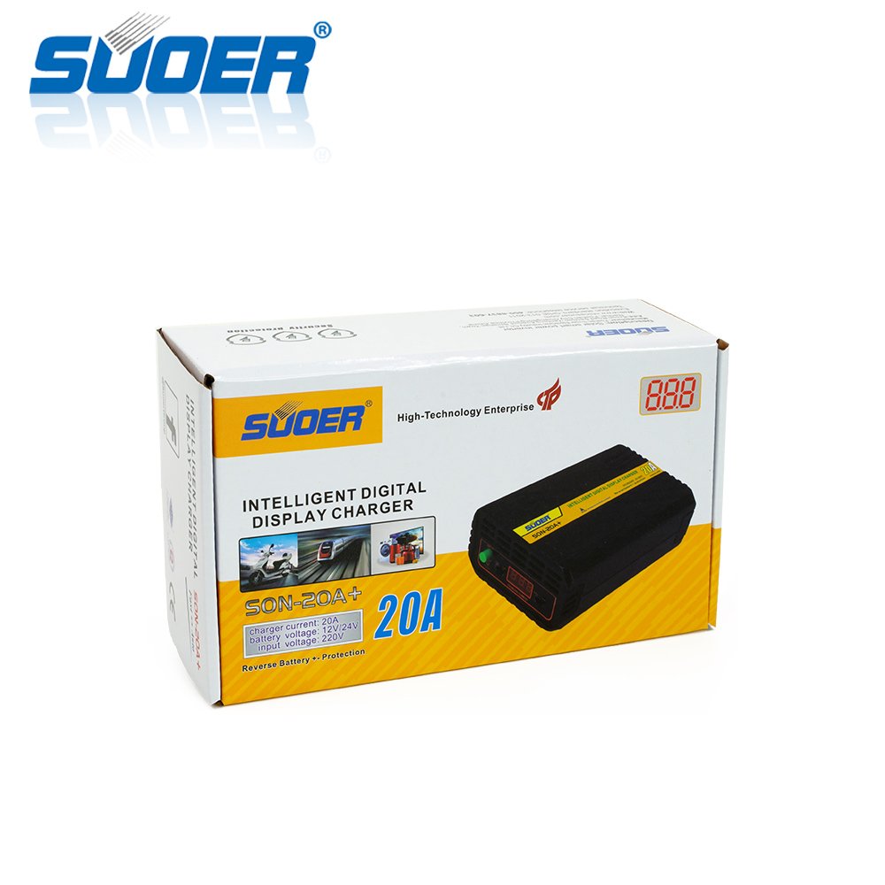 Suoer Digital Display 20A 12 Volt 24V auto smart solar battery charger
